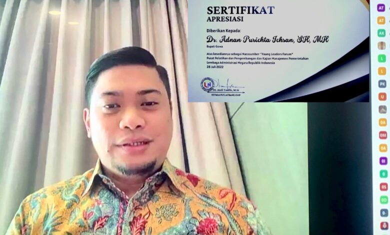 Jadi Narasumber di Young Leaders Forum LAN RI, Adnan Paparkan Program Strategis Pemkab Gowa