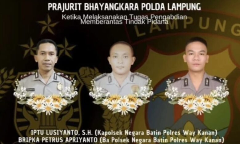 Tiga anggota Kepolisian Resor Way Kanan, Tewas Ditembak Saat Menggerebek Arena Judi Sabung Ayam